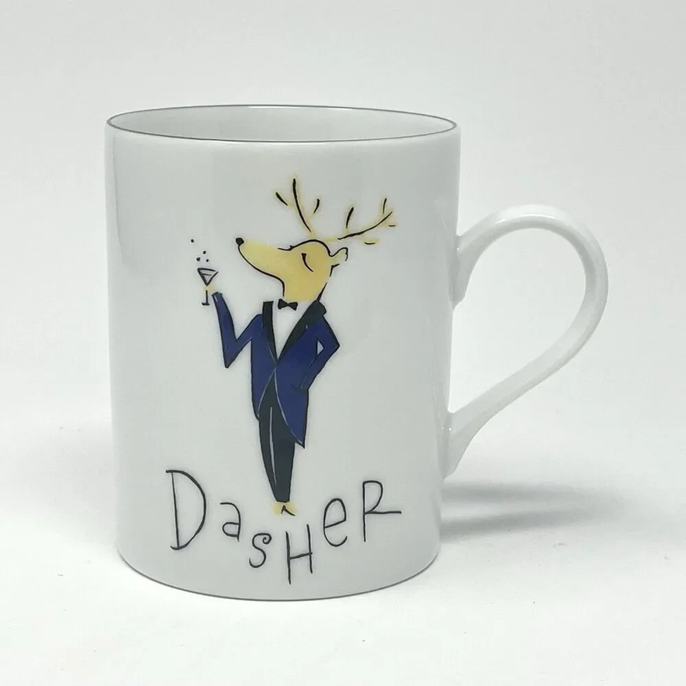Pottery Barn Reindeer Dasher Christmas Coffee Cocoa Cup Mug 4” Replacement